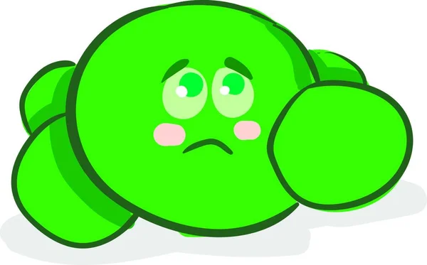 一个可悲的绿色豌豆 看起来非常悲伤 彩色绘图或插图 — 图库矢量图片