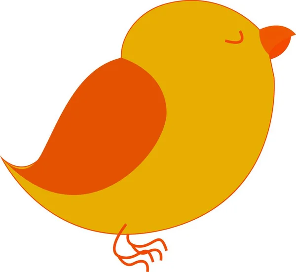 带有橙色嘴和翅膀 彩色绘图或插图的沉睡黄色鸟颜色插图 — 图库矢量图片
