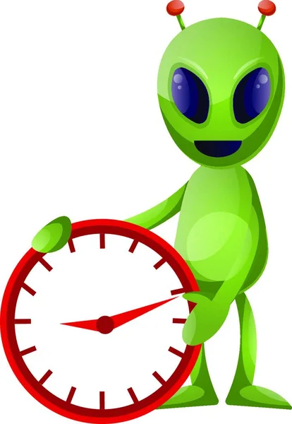 Alien Clock Illustration Vector White Background — Stock Vector
