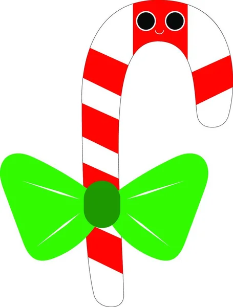 Tasty Christmas Candy Smiley Bright Green Colour Bow Vector Color — Stock Vector