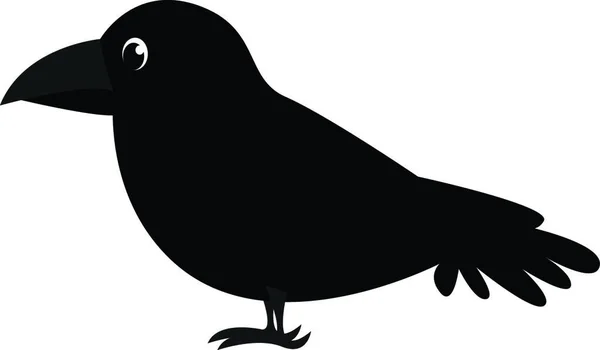 Cuervo Negro Muy Oscuro Que Gordo Pequeño Vector Dibujo Color — Vector de stock