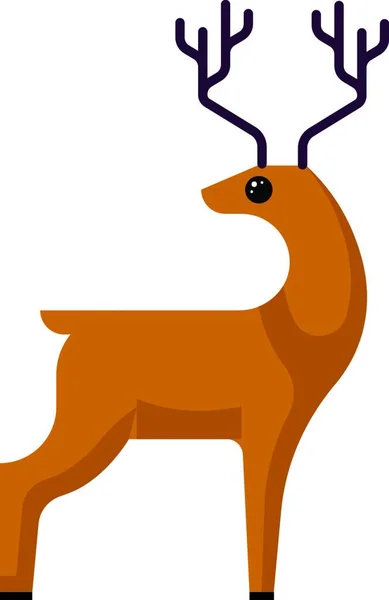 長い角と大きな目 ベクトル カラードローイングやイラストを持つ若い鹿 — ストックベクタ