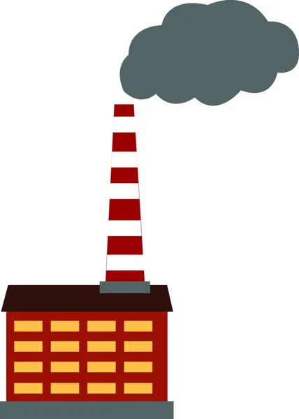 Uma Pequena Fábrica Emitindo Muita Fumaça Causando Poluição Vetor Desenho — Vetor de Stock