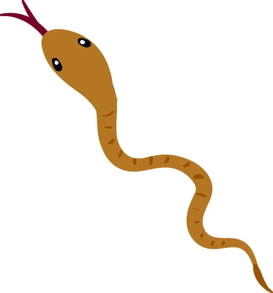 Serpent Jaune Plat Avec Longue Langue Rouge Vecteur Dessin Couleur — Image vectorielle