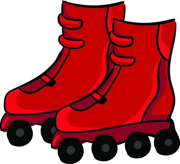 アルミ合金の黒い車輪が付いている赤い色のローラースケートは 彼らの乗り心地を楽しみ 厄介な水疱 ベクトル カラードローイングまたはイラストを最小限に抑えるために自信を促進します — ストックベクタ
