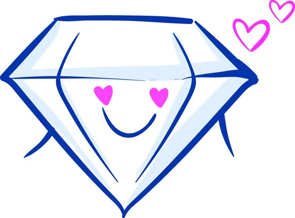 Emoji Van Het Schilderij Van Mooie Romantische Diamant Heeft Een — Stockvector