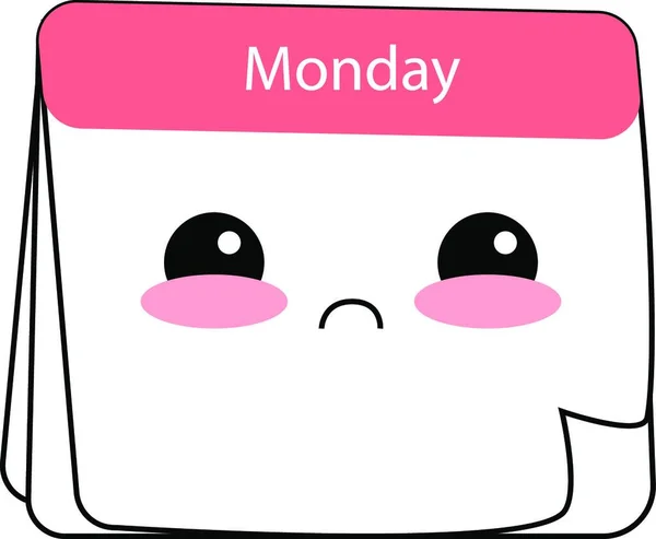 Emoji Calendar Displaying Monday Has Cute Face Two Eyes Rolled — Stock Vector