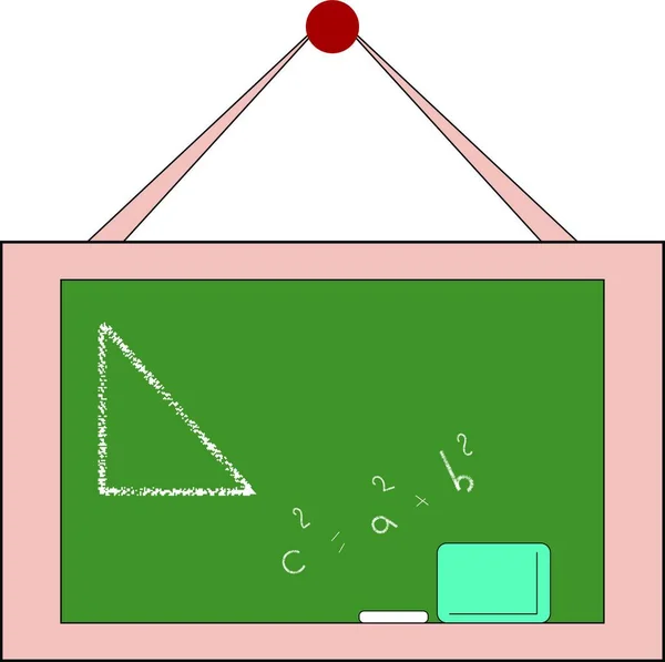 Algebraic Formula Triangle Drawn Written Suspended Green Colored Board Blue — Stock Vector