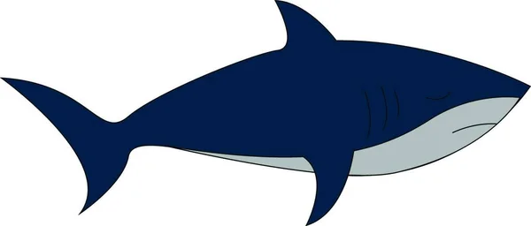 合理化されたボディ フォークされた尾 三角形のフィン 青と白 上部と下の部分を持つサメは それぞれ その目を閉じたまま泳ぐ ベクトル カラードローイングやイラスト — ストックベクタ