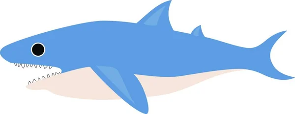 Requin Corps Fuselé Queue Fourchue Aux Nageoires Triangulaires Ovales Bleues — Image vectorielle