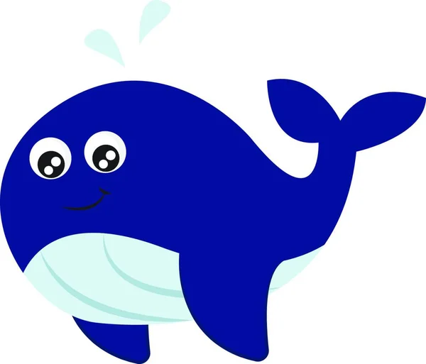 Ballena Con Cuerpo Aerodinámico Cola Bifurcada Aletas Dobladas Azul Blanco — Vector de stock