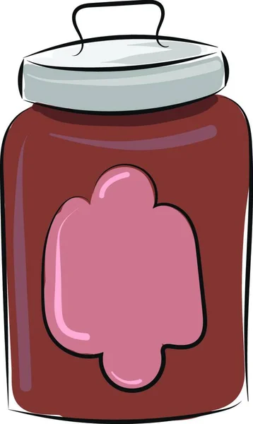 玻璃瓶中的糖罐 有灰色盖子的味道美味设置隔离在白色背景从正面 彩色绘图或插图 — 图库矢量图片