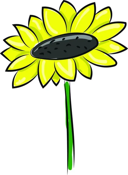 Cartoon Obraz Pięknego Słonecznika Żółtymi Kwiatami Otaczających Wewnętrzny Czarny Dysk — Wektor stockowy