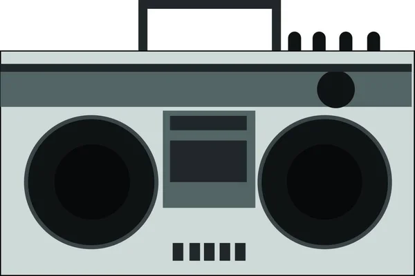 黑白戏剧 唱片和音乐的仿古式录音机 并保存一个包含盒式磁带的盒式磁带 在白色背景 彩色绘图或插图上隔离 — 图库矢量图片