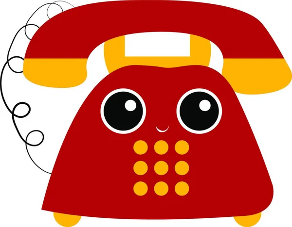Stare Dni Telefon Czerwonym Żółtym Kompleksowej Telefonii Stacjonowej Komunikowania Się — Wektor stockowy
