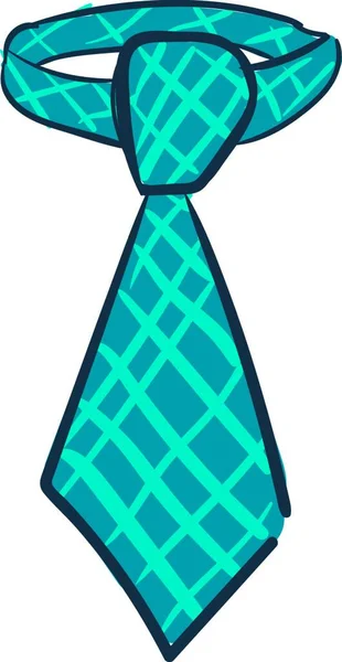 Long Blue Checkered Tie Perfect Men Business Special Days White — Stock Vector