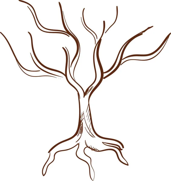 Sketch Kahverengi Renkli Bir Ağaç Hiçbir Meyve Veya Yaprakları Vardır — Stok Vektör