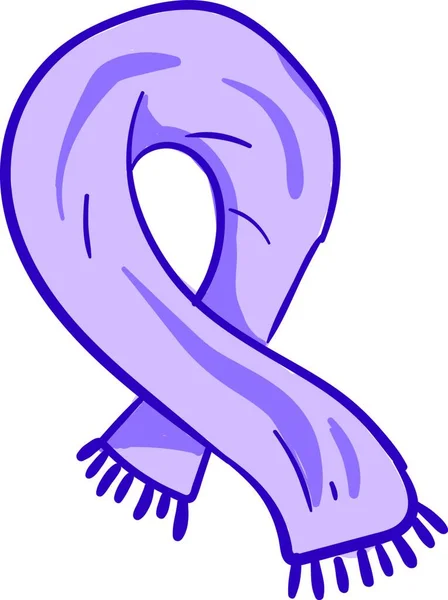 Длинный Фиолетовый Шарф Короткими Нитями Концах Завязанных Белом Фоне Идеально — стоковый вектор