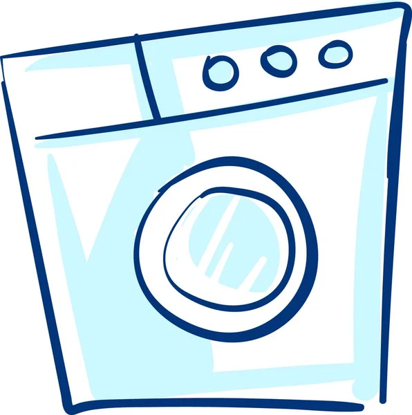 세탁기 프로그램이 가정용 번거로움 세탁할 손잡이 드로잉 일러스트레이션으로 세탁물을 세척하고 — 스톡 벡터