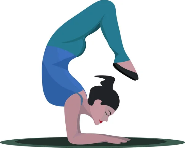 Hermosa Chica Que Realiza Yoga Traje Azul Sobre Una Estera — Archivo Imágenes Vectoriales
