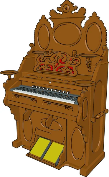 Illustratie Van Een Vintage Piano Met Een Muziekinstrument — Stockvector