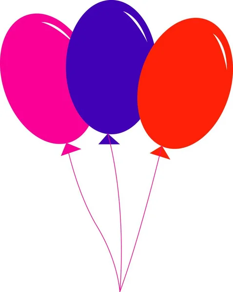 Tres Globos Uno Rosa Uno Púrpura Uno Naranja Vector Dibujo — Archivo Imágenes Vectoriales