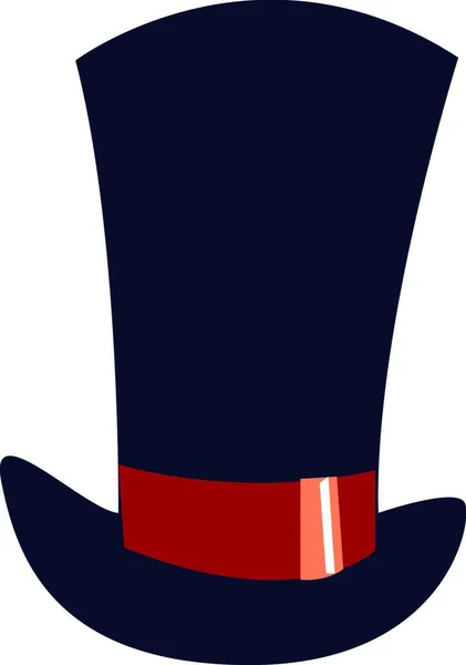 Gran Sombrero Azul Con Corbata Roja Vector Dibujo Color Ilustración — Vector de stock