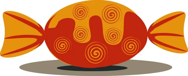 Ein Bild Einer Orangefarbenen Süßigkeit Mit Spiralförmigem Liniendesign Vektor Farbzeichnung — Stockvektor