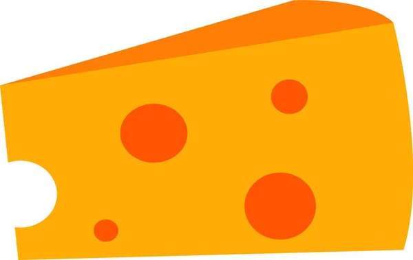 Eine Scheibe Gelber Käse Vektor Farbzeichnung Oder Illustration — Stockvektor