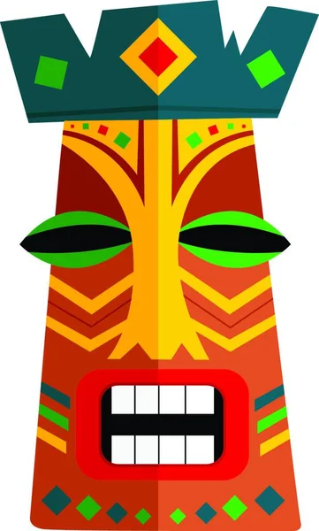 Colorful African Mask Design Face Vector Color Drawing Illustration — Stock Vector
