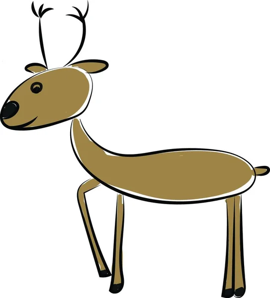 一条腿抬起一条腿的棕鹿 彩色画或插图 — 图库矢量图片