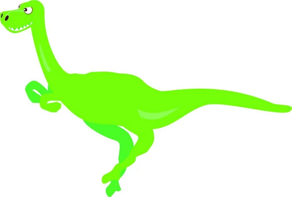 Green Diplodocus Dinosaur Long Tail Teeth Showing Eyes Looks Angry — Stock Vector