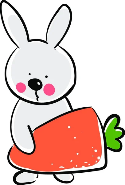 Кролик Морковью Иллюстрация Вектор Белом Фоне — стоковый вектор