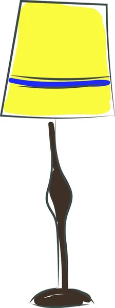 Illustration Lampadaire Jaune Avec Une Base Brune Une Bande Bleue — Image vectorielle