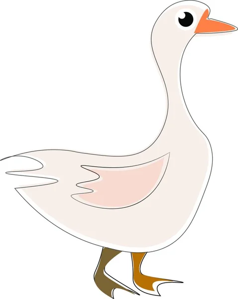 Grande Oie Blanche Avec Peu Rose Yeux Ronds Bec Jaune — Image vectorielle