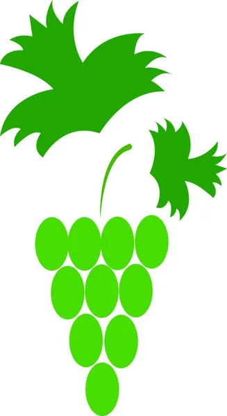 Ramo Uvas Verdes Con Hojas Verdes Vector Dibujo Color Ilustración — Archivo Imágenes Vectoriales