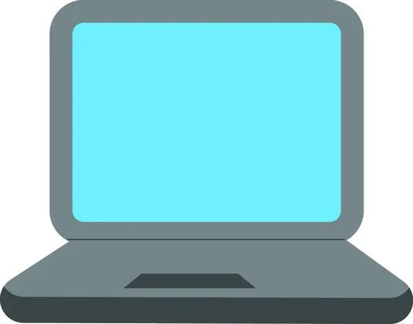 Een Grijze Laptop Met Blauw Scherm Vector Kleur Tekening Illustratie — Stockvector