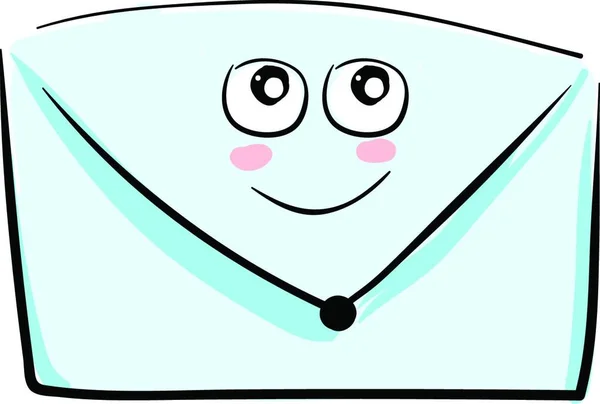 Rosto Envelope Azul Feliz Com Olhos Grandes Sorrindo Vetor Desenho — Vetor de Stock