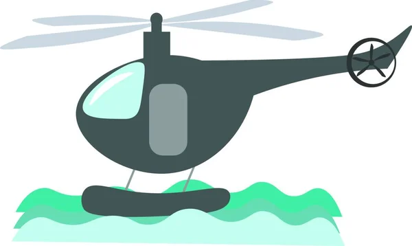 Helicóptero Gris Volando Cielo Con Hélice Vector Dibujo Color Ilustración — Vector de stock