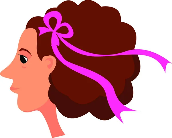 ピンクの弓を持つ女性 イラスト 白い背景にベクトル — ストックベクタ