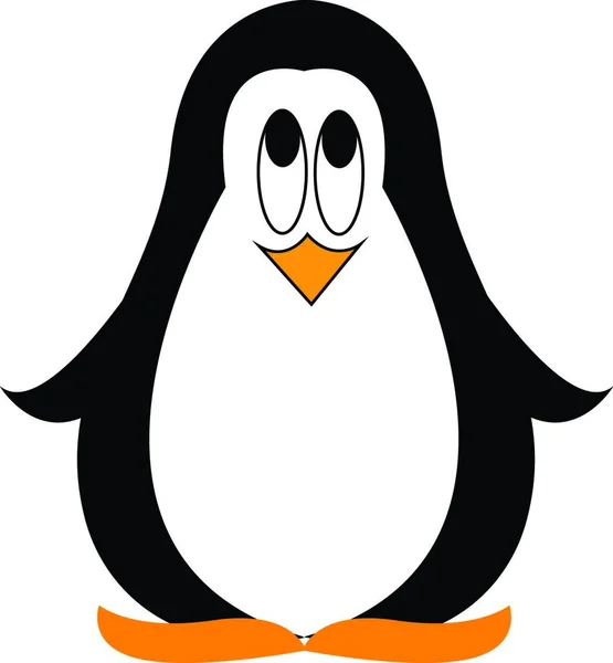 Egy Aranyos Kis Pingvin Sárga Háromszög Csőr Felnézett Vektor Színes — Stock Vector