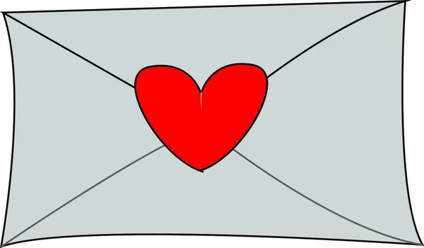 Una Carta Amor Gris Con Sello Rojo Del Corazón Vector — Vector de stock