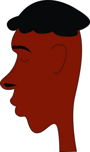 Tmavý Muž Dlouhým Nosem Černými Kudrnatými Vlasy Vektorový Barevný Výkres — Stockový vektor