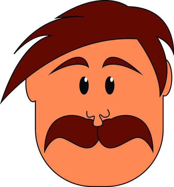 Homme Aux Cheveux Bruns Moustache Brune Vecteur Dessin Couleur Illustration — Image vectorielle