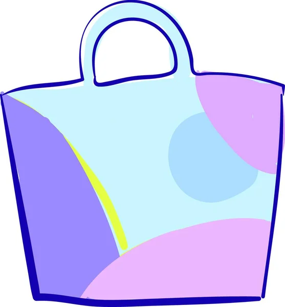 Una Bolsa Compras Azul Cielo Con Manchas Color Rosa Púrpura — Archivo Imágenes Vectoriales