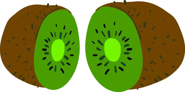 Плод Киви Нечеткие Коричневые Яйца Форме Фруктов Ярко Зеленой Плотью — стоковый вектор