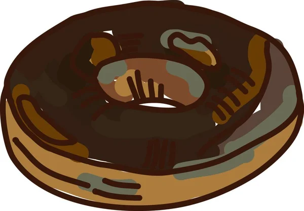 Donut Helado Chocolate Ilustración Vector Sobre Fondo Blanco — Vector de stock