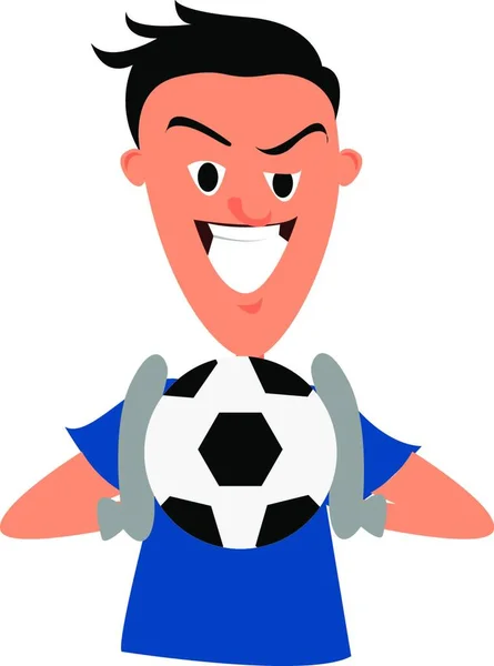 Soccer Player Blue Ball — Stock Vector