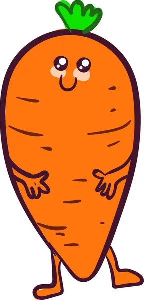 Ilustración Dibujos Animados Una Zanahoria Con Una Sonrisa — Vector de stock