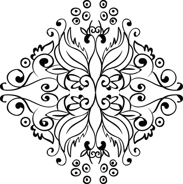 Uno Schizzo Bianco Nero Ornamento Fatto Fiori Vettore Disegno Colori — Vettoriale Stock